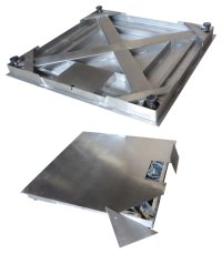 Picture of stainless steel platform weighing scale showing the main platform and load cells