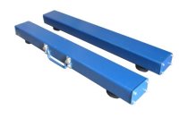 Two blue beams with carrying handles on a white background