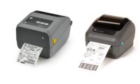 Two compact desktop label printers pictures on a white background