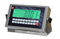 Stainless Steel Weighing Indicator with a large green display and numerous operator buttons