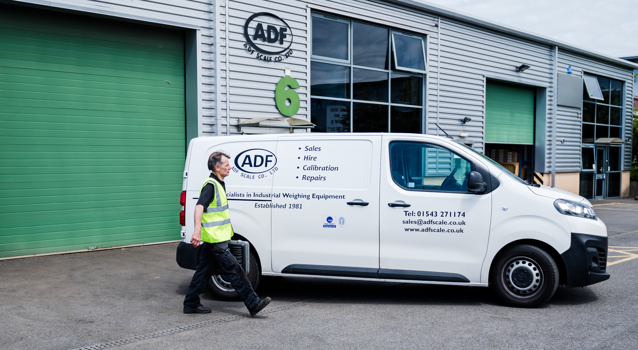 Weighing Scale Engineer walking to ADF Scale Company Van to Walsall